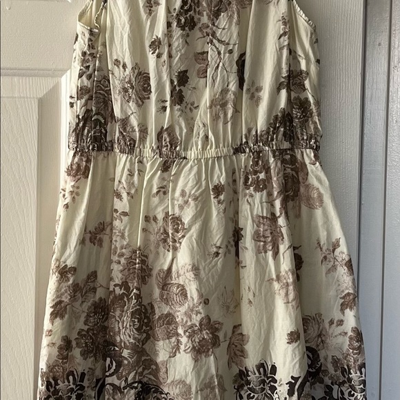 Lands' End Dresses & Skirts - Land’s End Cream and Brown Sleeveless Dress